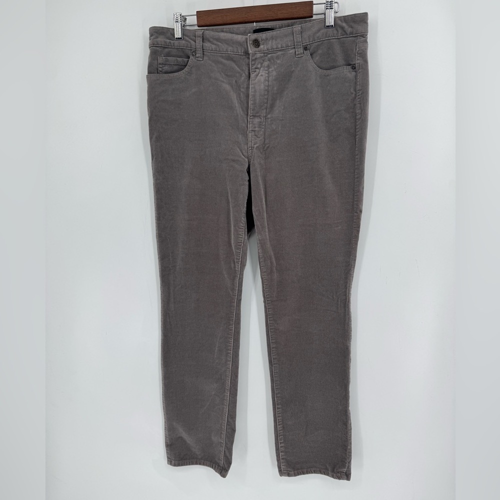 Talbots Women's Grey Straight Leg Corduroy Pants Size 12 Petite